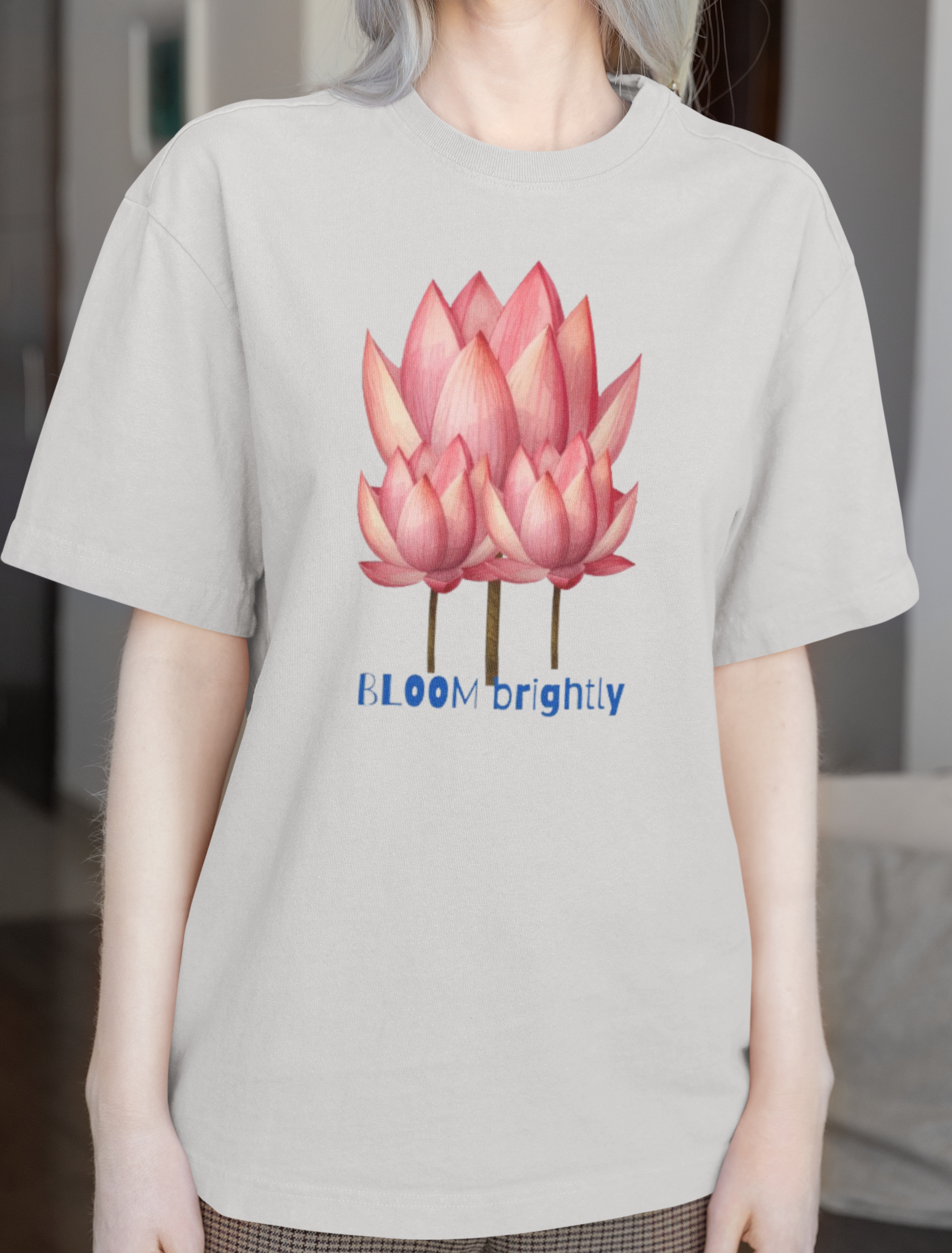 Bloom Brightly Flower T-Shirt – Positive Growth Aesthetic Graphic Tee (Unisex)