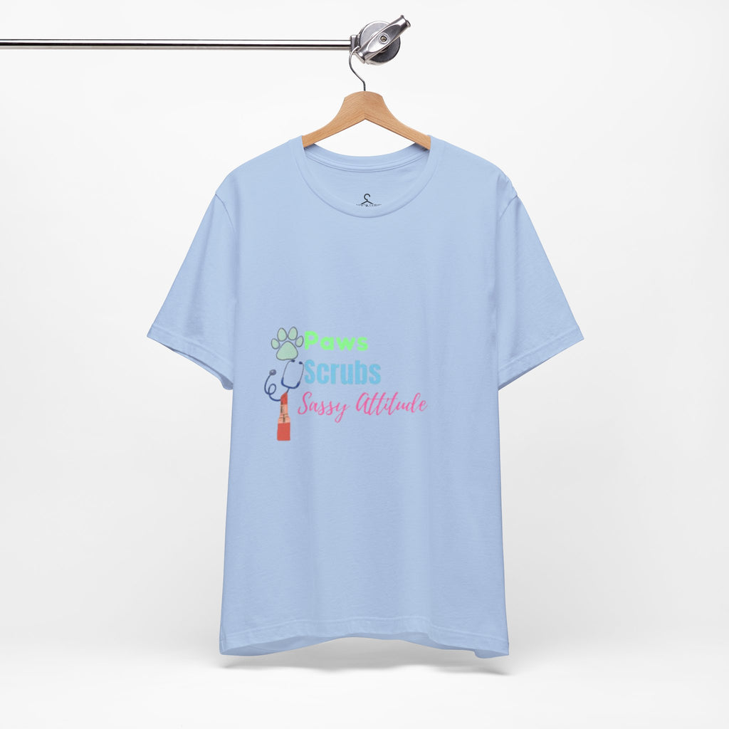 Paws Scrubs and Sassy Attitude T-Shirt – Funny Nurse Cat Lover Tee