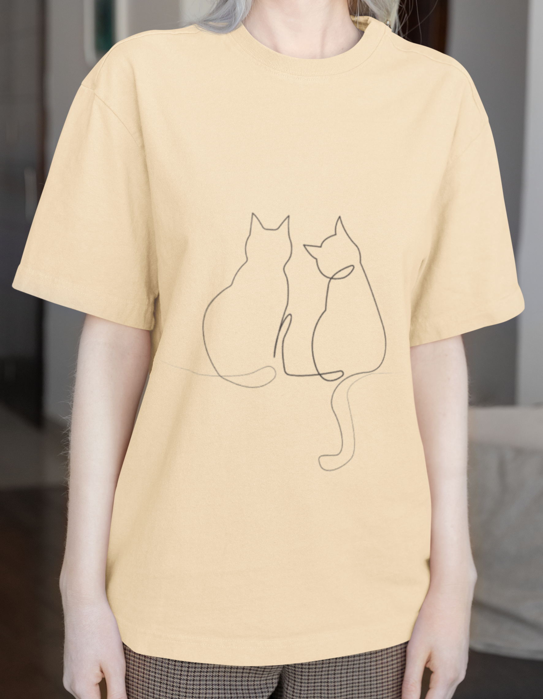 Minimal Cat Outline T-Shirt