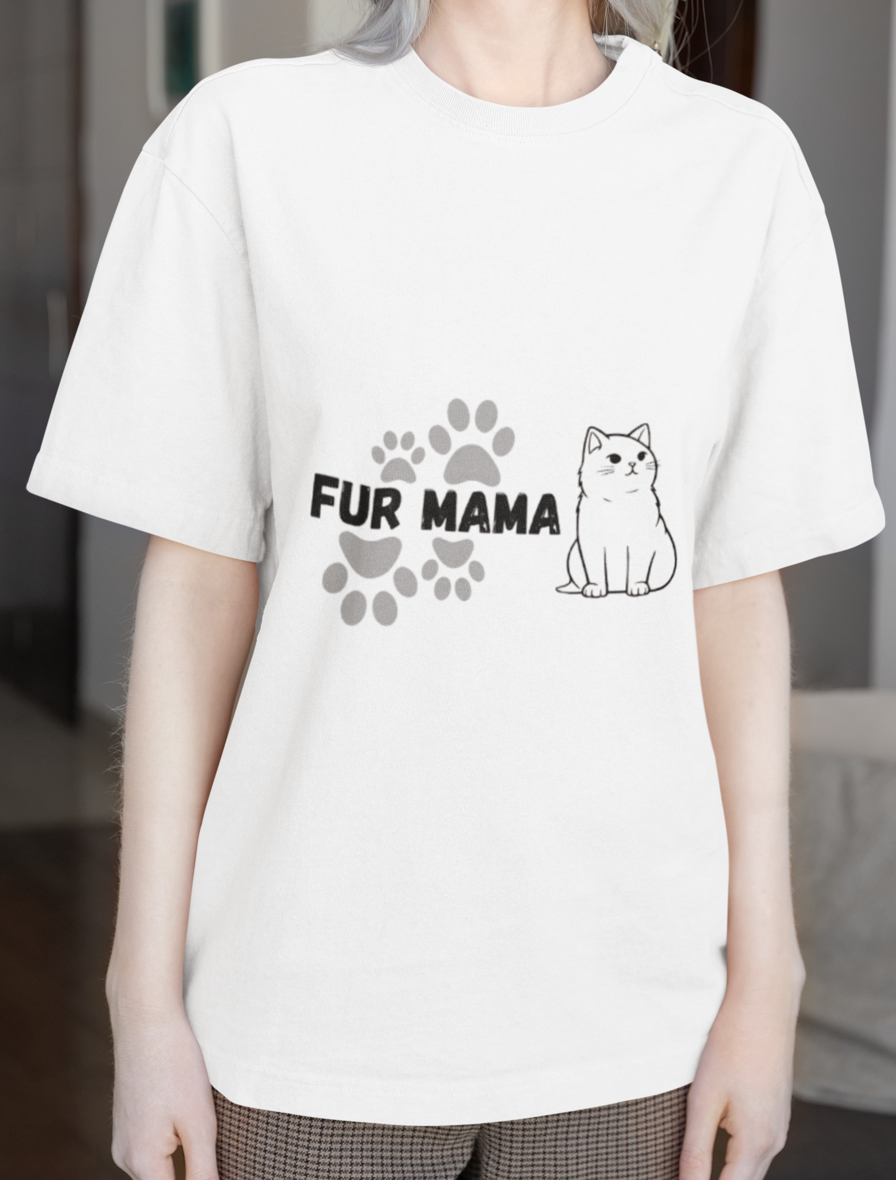 Fur Mama T-Shirt-Cute Cat Lover Tee for Pet Moms