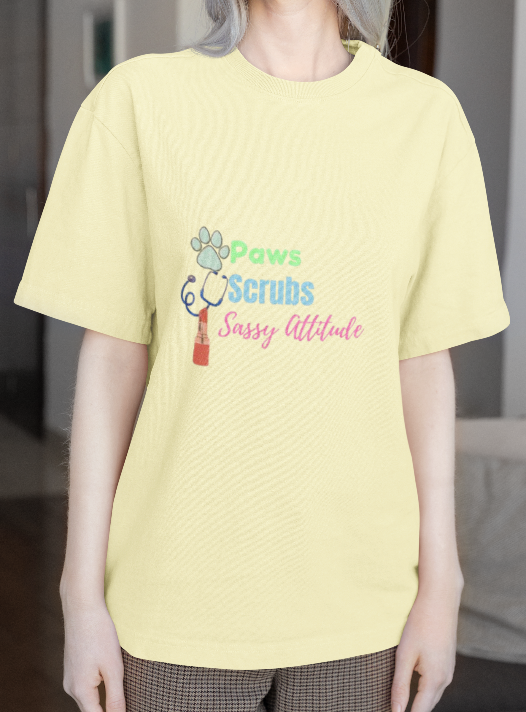 Paws Scrubs and Sassy Attitude T-Shirt – Funny Nurse Cat Lover Tee