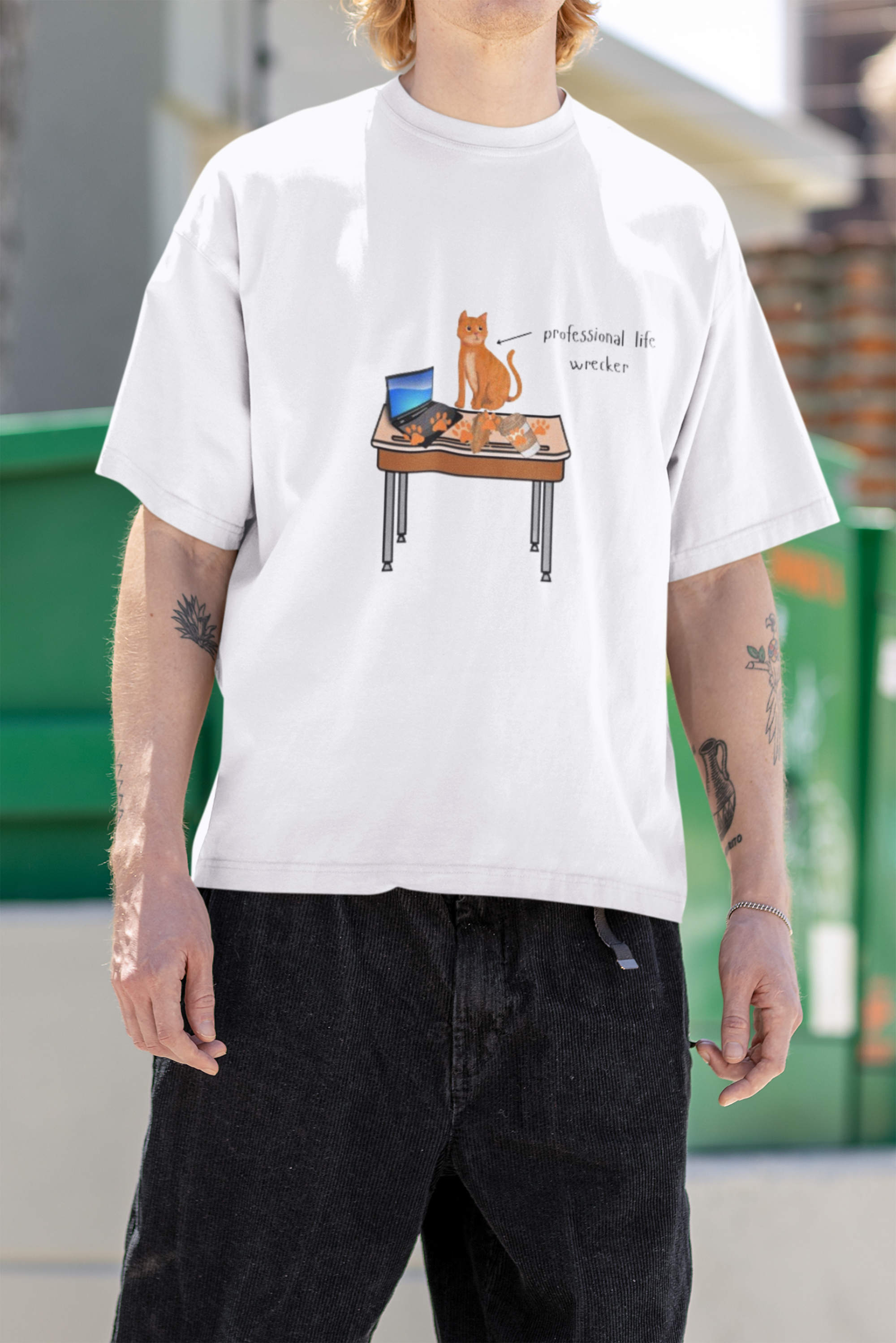 Working From Home Cat T-Shirt – Funny Laptop Cat Lover Tee