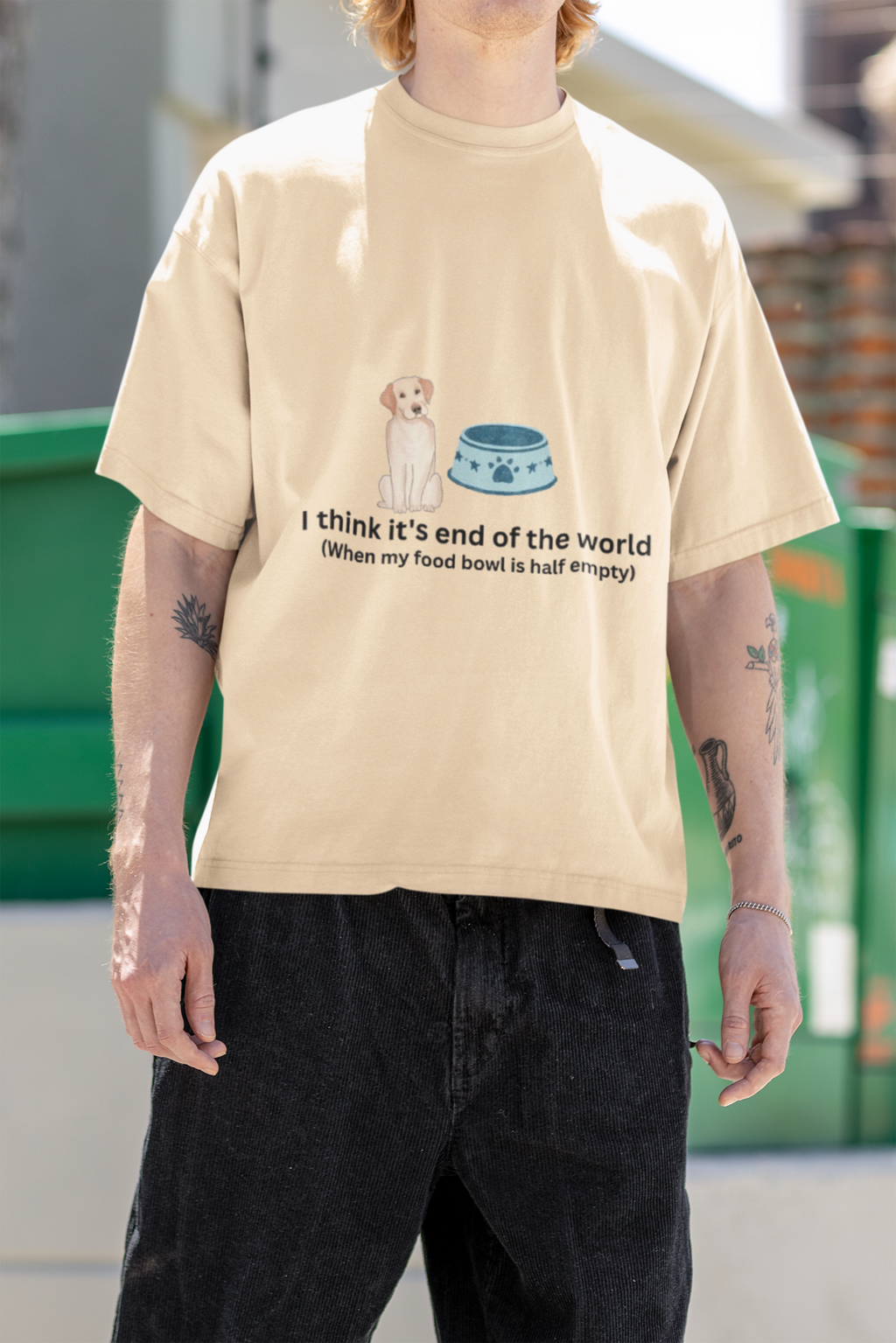 Funny Dog Food Bowl T-Shirt – End of the World Quote Tee for Dog Lovers