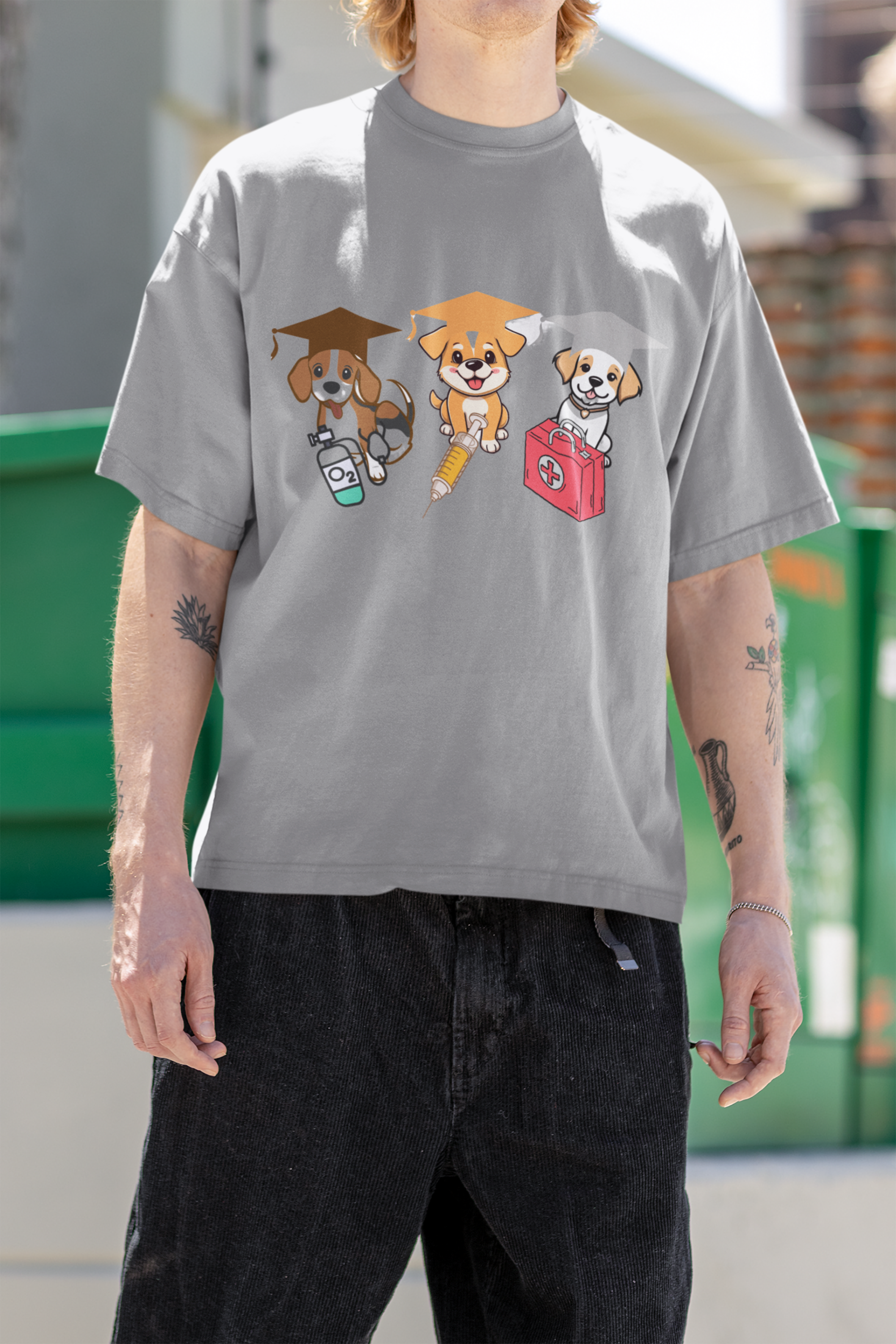 Three Dogs Graphic T-Shirt – Cute Dog Lover Tee