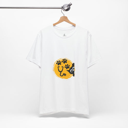 Cat and Paws Circle Graphic T-Shirt – Cute Cat Lover Tee